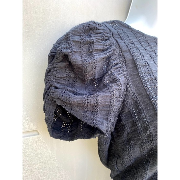 Free People Women’s Black Star Struck Tee Eyelet Open Back Crop Top Sz XS - Picture 9 of 11